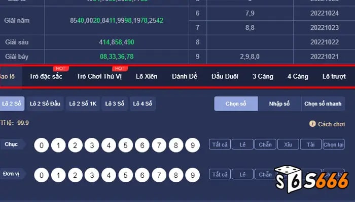 Cách đặt cược trên sảnh xổ số S666